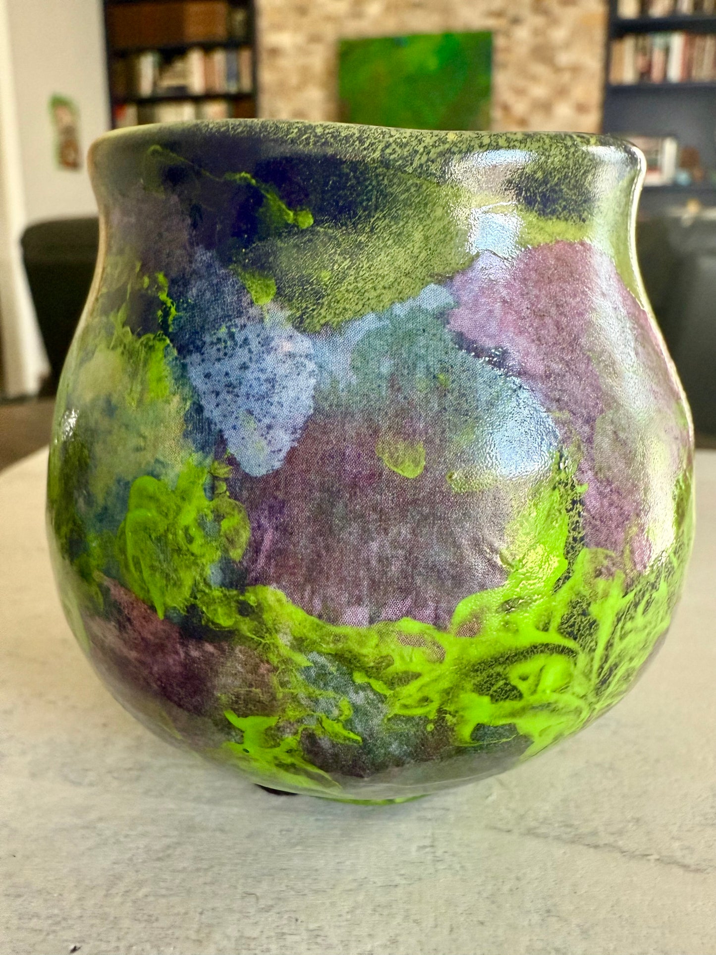 Funky colorful votive candle holder vase