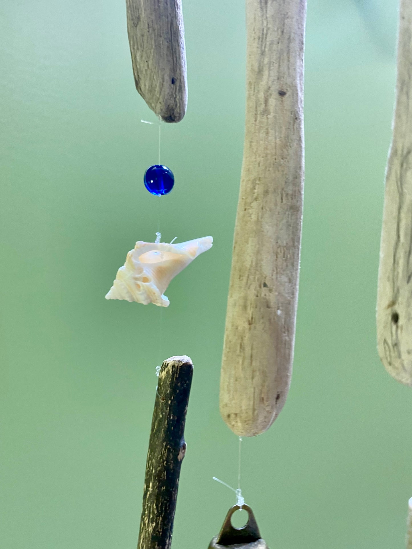 Driftwood Wind Chime Seashells, Sea Glass and Bells