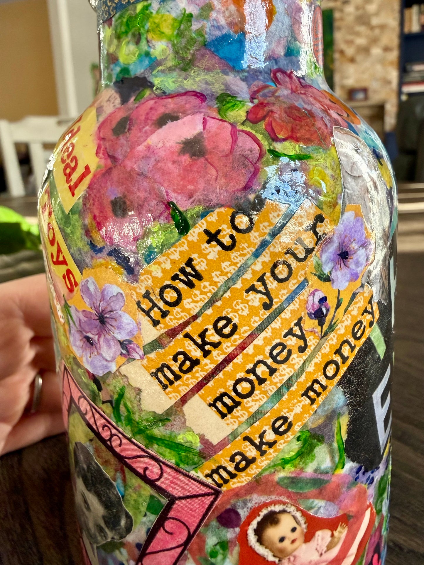 Whimsical funky repurposed flower bud vase