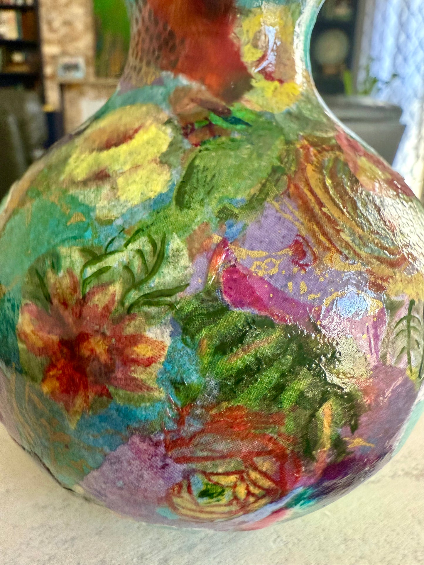 Maximalist floral bud flower vase