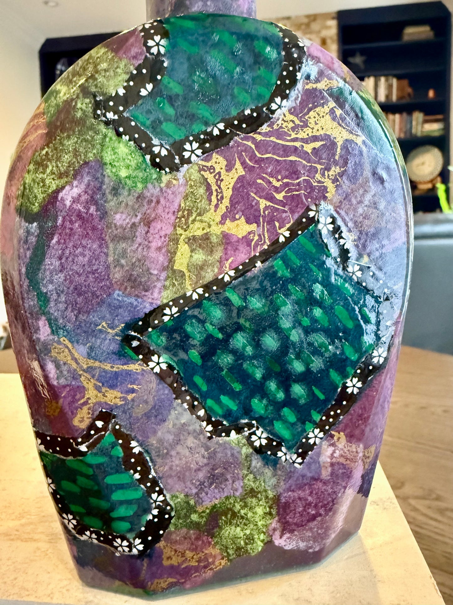 Bourbon bottle flower vase