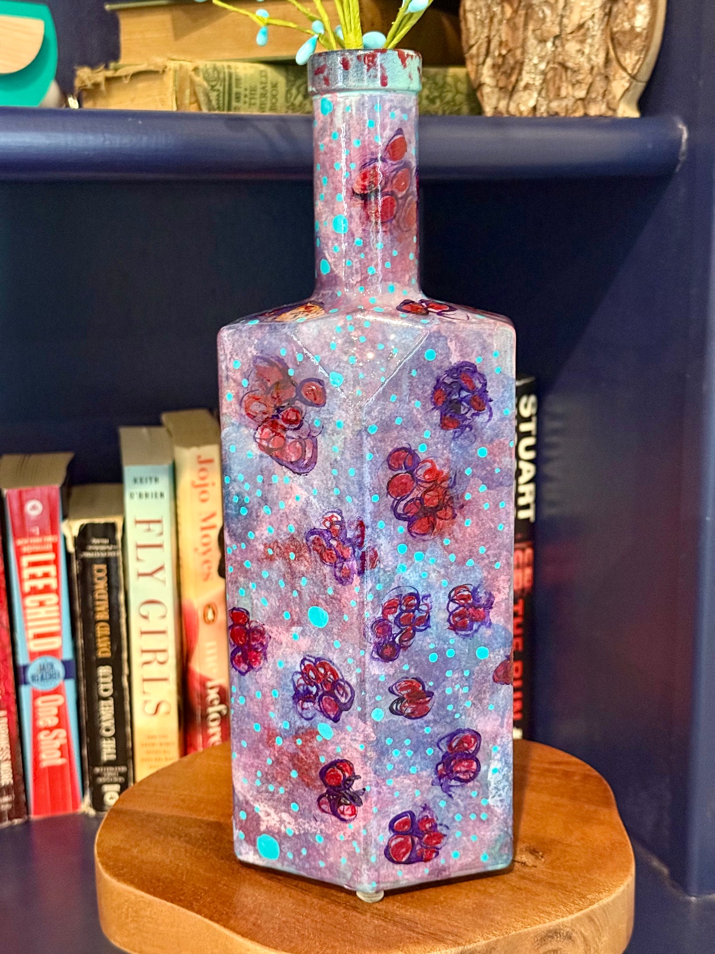 Upcycled abstract colorful flower vase