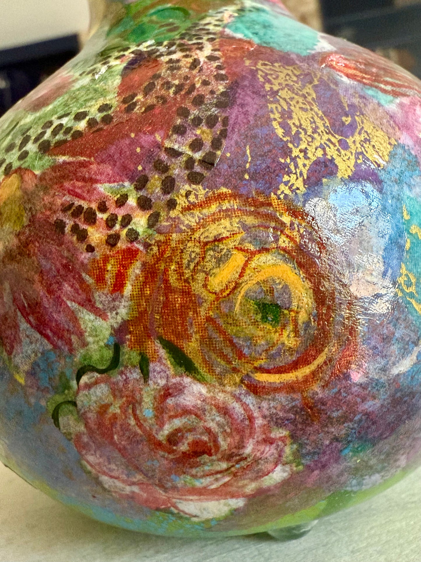 Maximalist floral bud flower vase