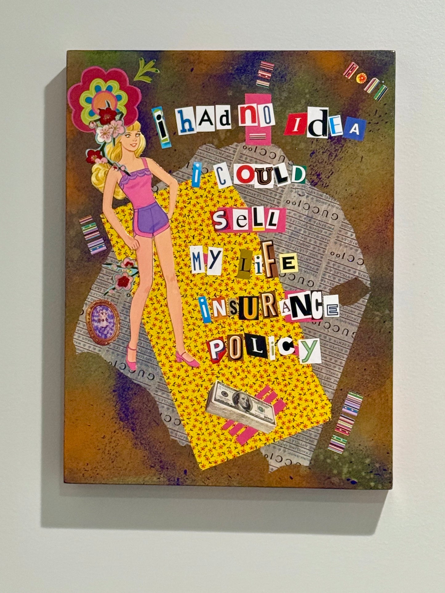 Mixed media outsider funky art collage