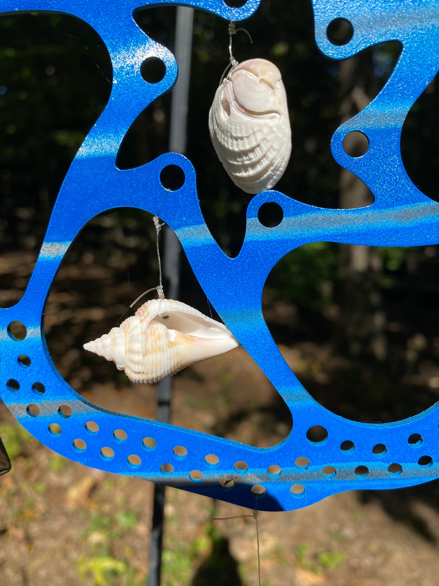 Funky Driftwood Seashells Bicycle Wind Chime Upcycled Hardware