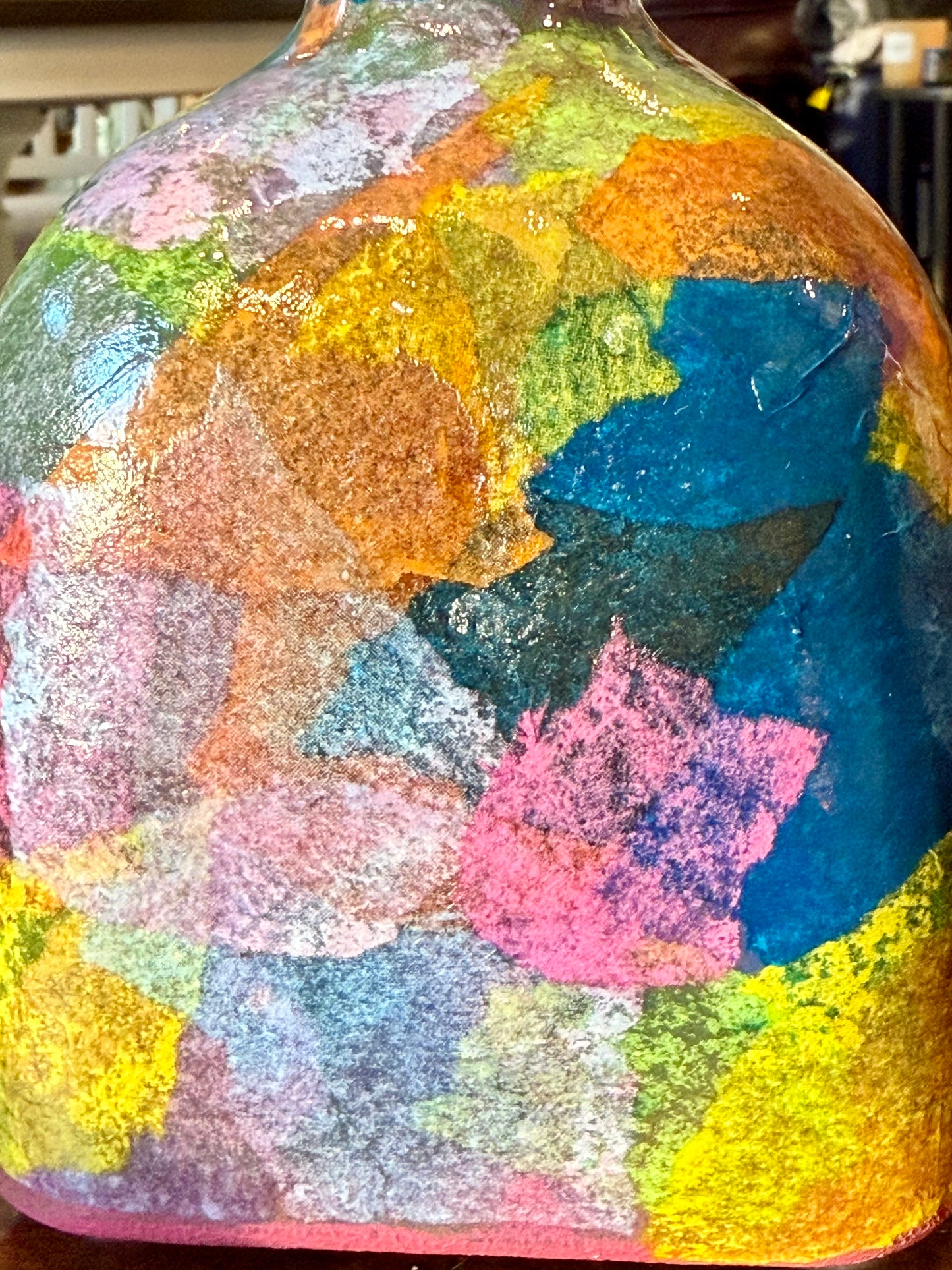 Pair of colorful funky tequila bottle vases