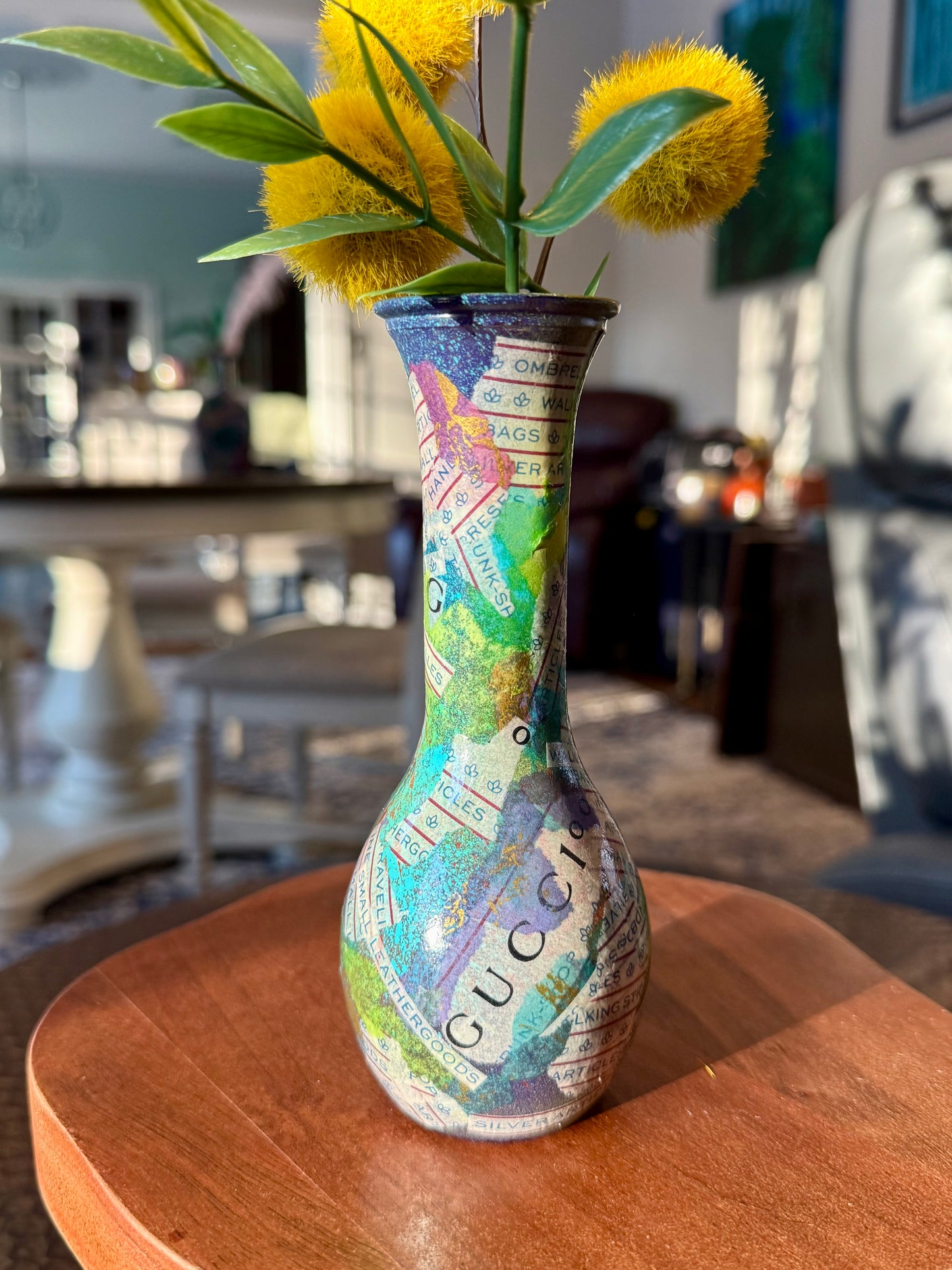 Designer style upcycled flower bud vase