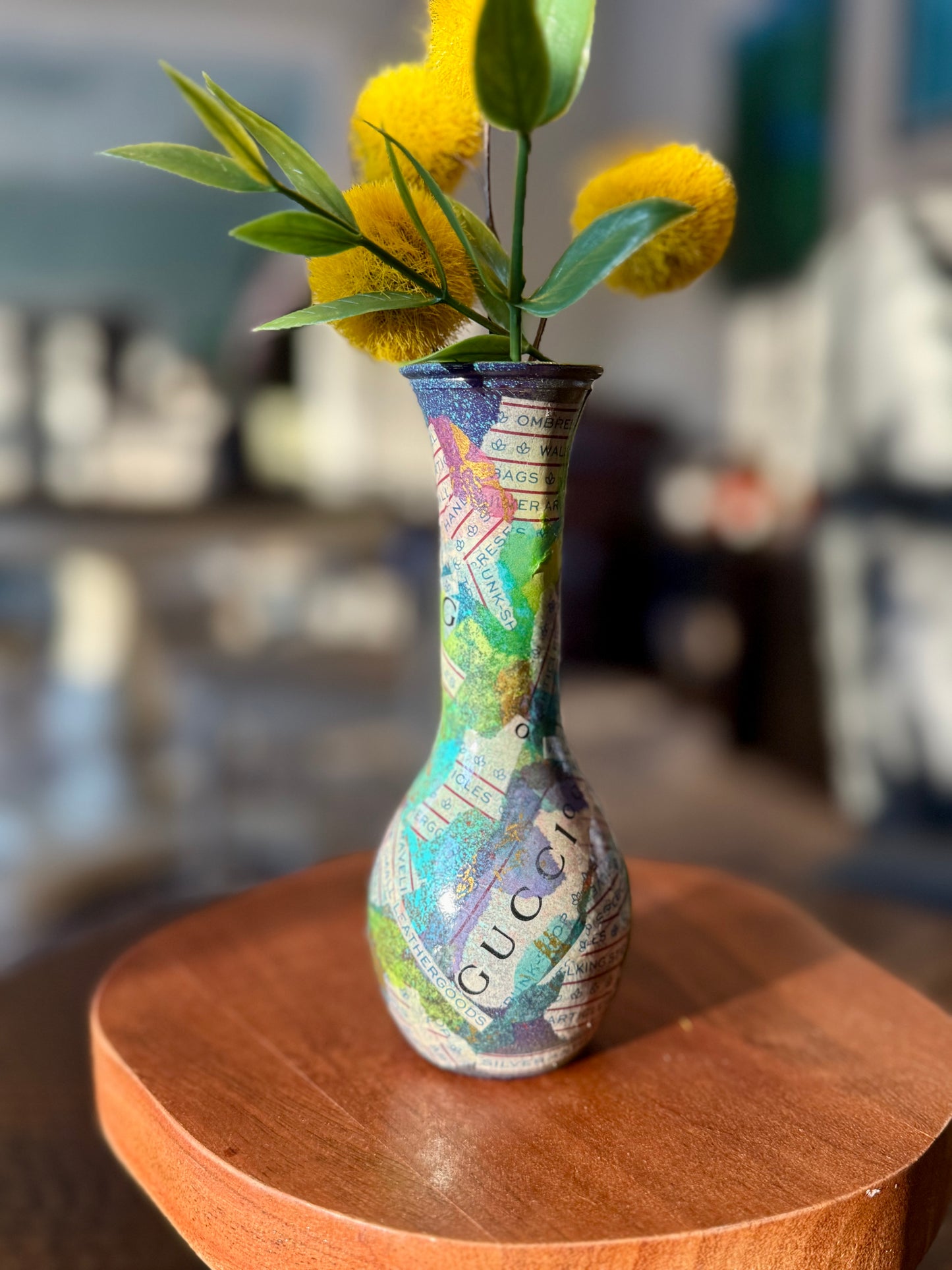 Designer style upcycled flower bud vase