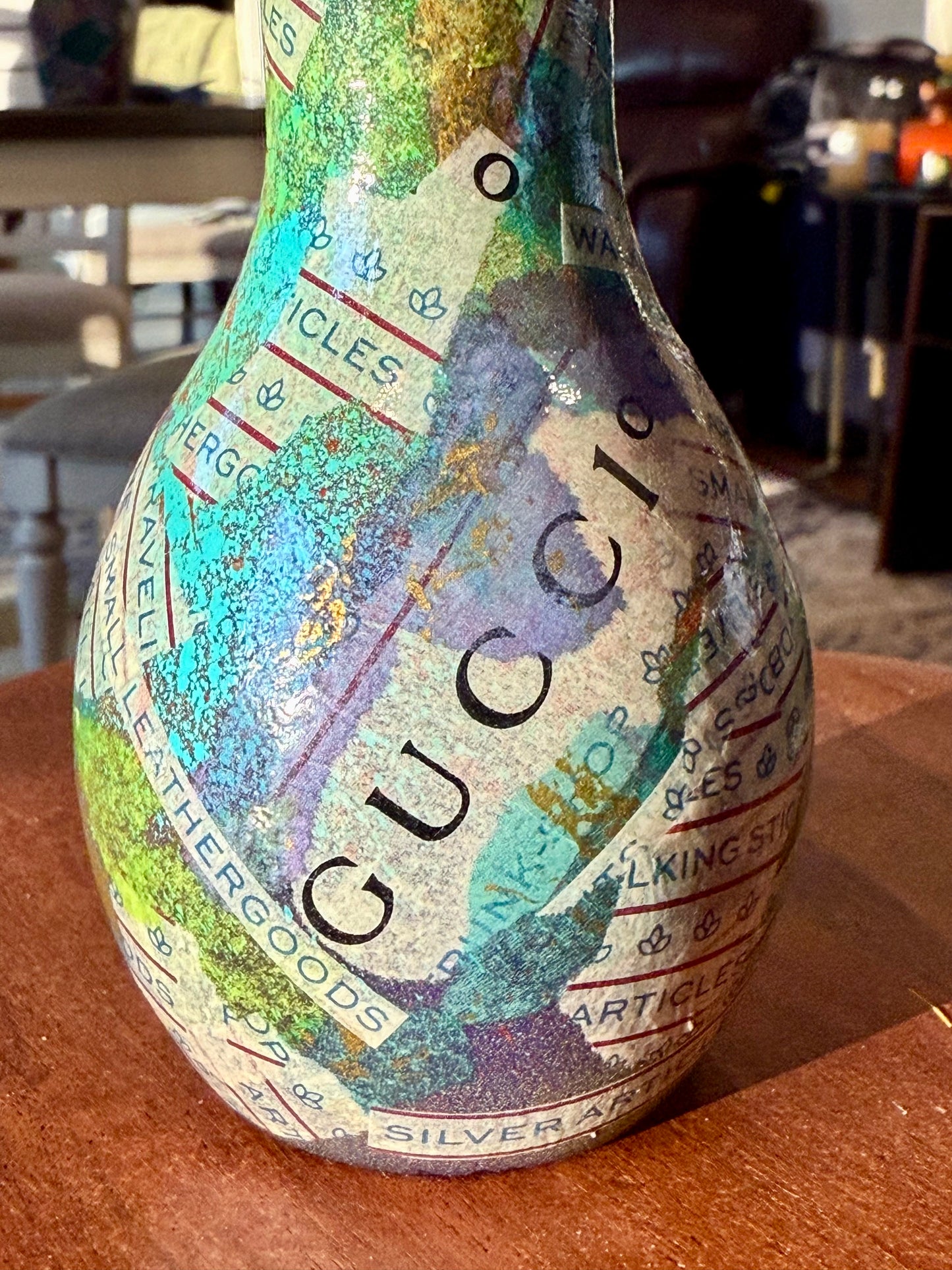 Designer style upcycled flower bud vase