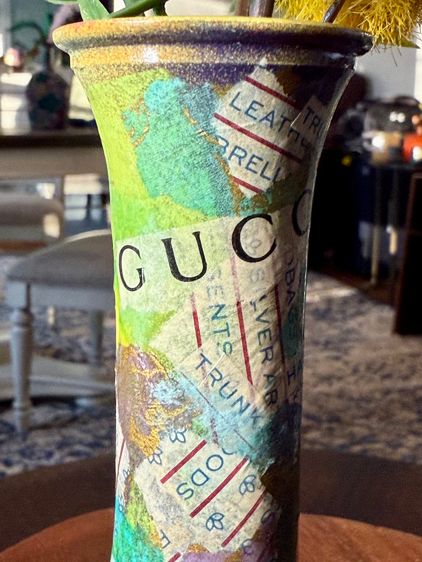 Designer style upcycled flower bud vase