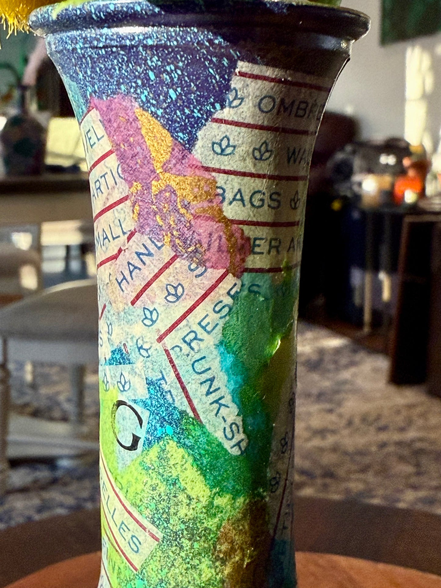 Designer style upcycled flower bud vase