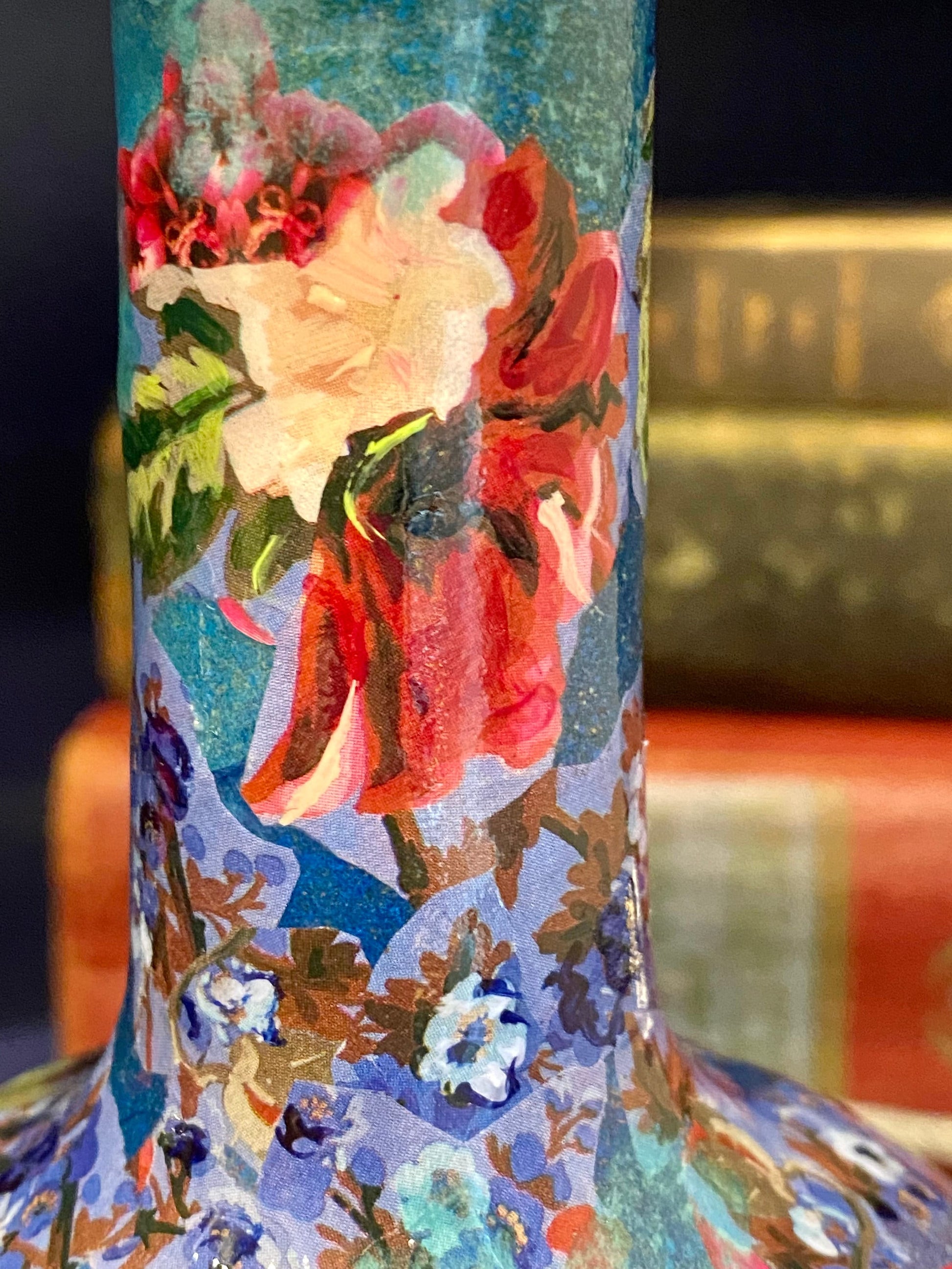 Unique lamps pair artsy decor maximalist style colorful vibrant upcycled tequila bottles